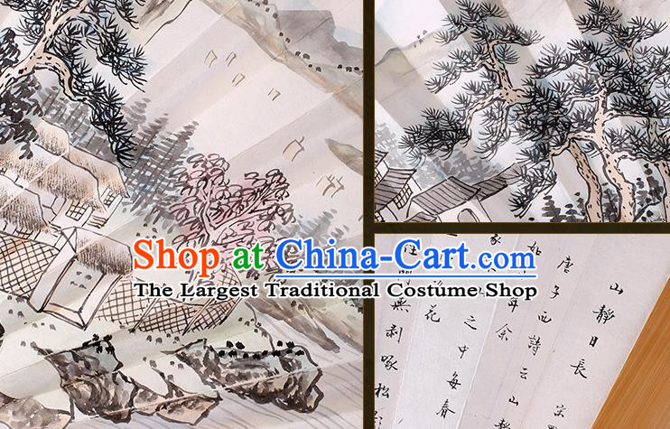 Traditional Chinese Handmade Ink Painting Landscape Paper Folding Fan China Accordion Fan Oriental Fan