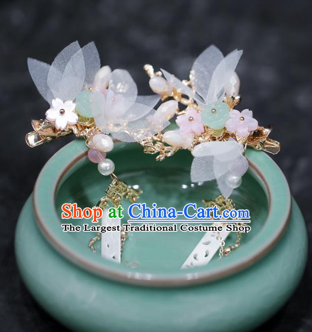 Chinese Traditional Hanfu Silk Flowers Hair Claws Ancient Hair Accessories for Women
