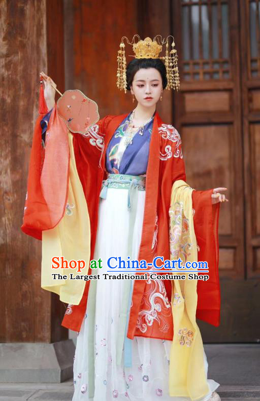 Chinese Traditional Tang Dynasty Court Infanta Historical Costume Ancient Royal Princess Hanfu Dress for Women