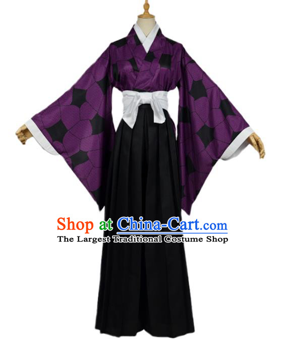 Halloween Cosplay Samurai Costume Swordsman Purple Dress for Women