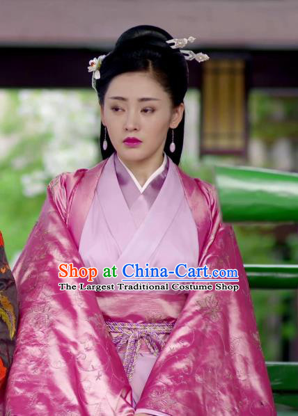 Chinese Ancient Crown Princess Pink Hanfu Dress Drama Go Princess Go Costume and Headpiece for Women