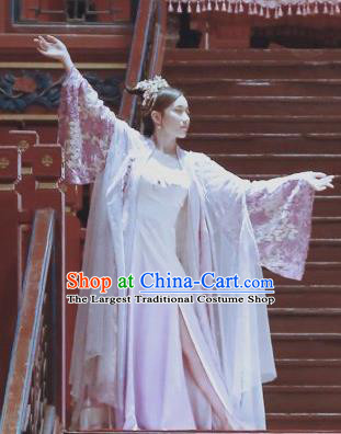 Drama Tao Hua Jie Chinese Ancient Courtesan Hanfu Dress Costume and Headpiece for Women