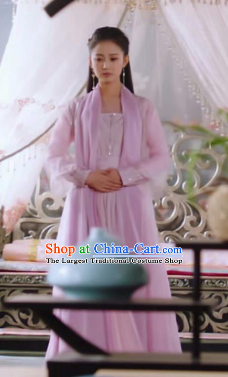 Chinese Ancient Royal Infanta Pink Hanfu Dress Drama The Love Lasts Two Minds Costume and Headpiece for Women