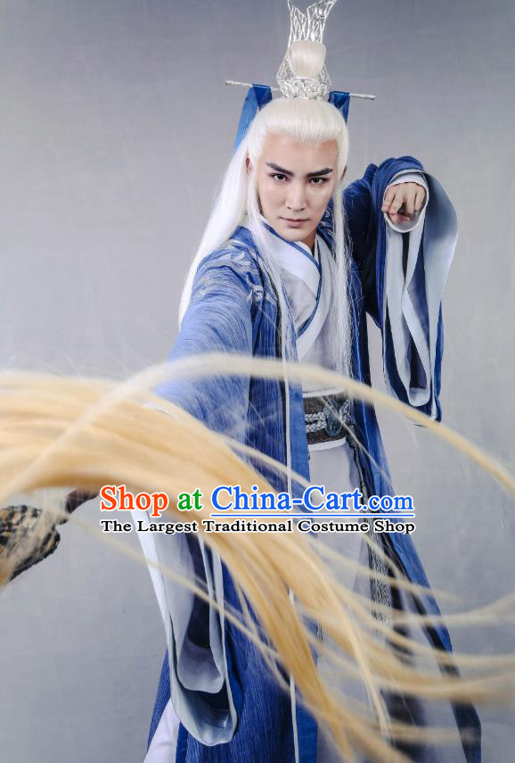 Swords of Legends Chinese Ancient Taoist Priest Yu Qi Clothing Historical Drama Costume and Headwear for Men