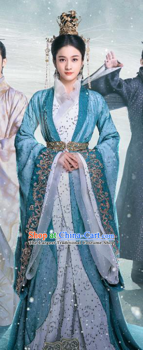 Chinese Ancient Crown Princess Rong Le Historical Drama Princess Silver Costume and Headpiece for Women