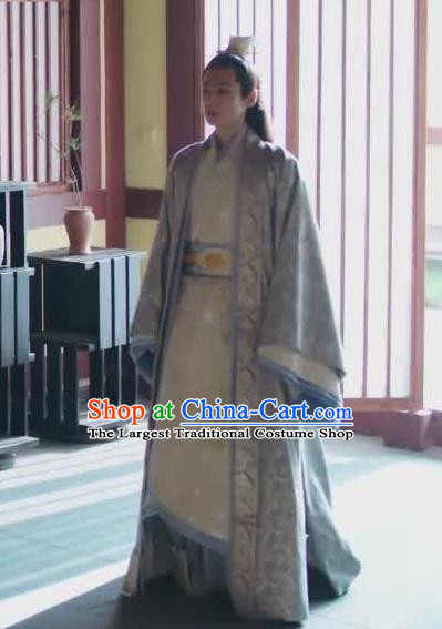Chinese Drama Princess Silver Ancient Prince Rong Qi Historical Costume and Headwear for Men