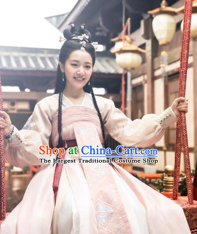 Chinese Ancient Palace Princess Li Mingyue Hanfu Dress Historical Drama The Love By Hypnotic Costume and Headpiece for Women