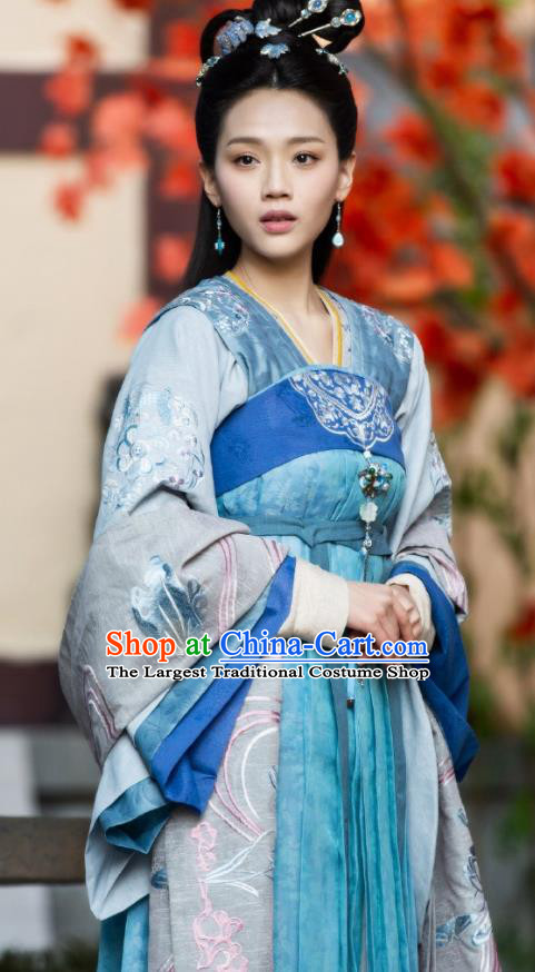 Chinese Ancient Tang Dynasty Noble Princess Li Mingyue Hanfu Dress Historical Drama The Love By Hypnotic Costume and Headpiece for Women
