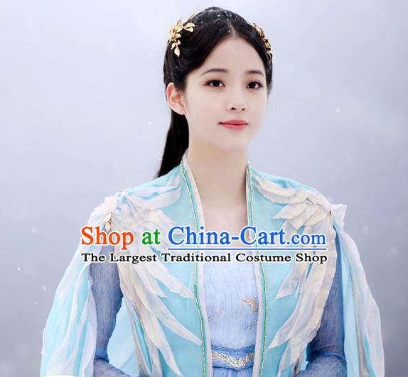 Chinese Ancient Goddess Maiden Luo Li Dress Historical Drama The Great Ruler Costume and Headpiece for Women