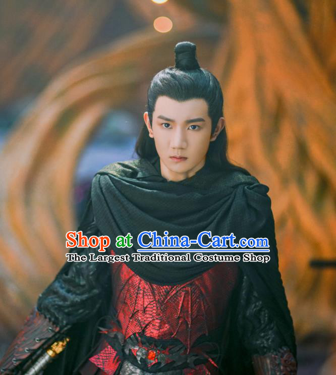 Drama The Great Ruler Chinese Ancient Swordsman Young Knight Mu Chen Costume and Headpiece Complete Set