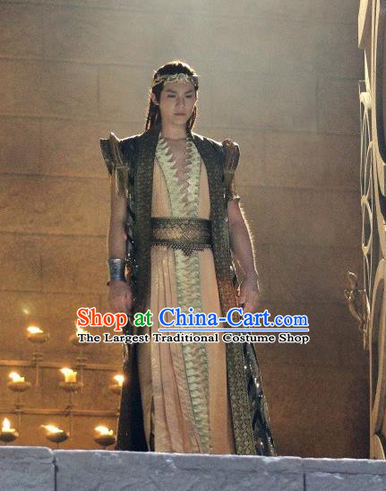 Drama An Oriental Odyssey Chinese Ancient Servant Mu Le Costume and Headpiece Complete Set