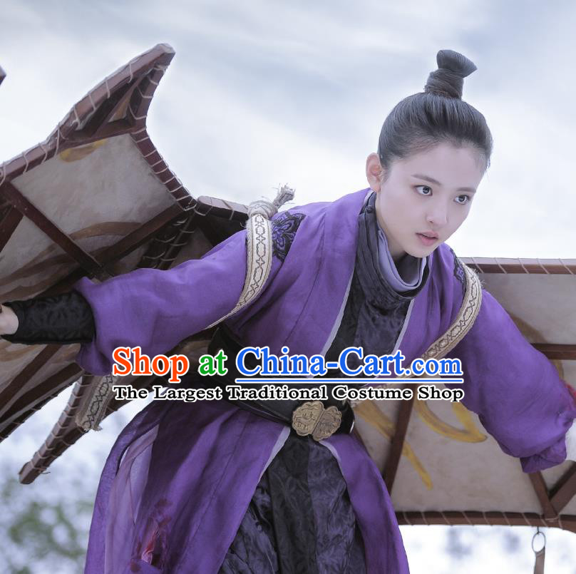 Chinese Ancient Tang Dynasty Swordswoman Ye Yuanan Dress Historical Drama An Oriental Odyssey Costume and Headpiece for Women