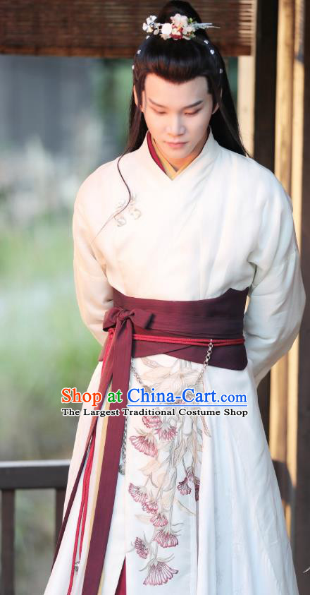 Chinese Ancient Young Knight White Clothing and Headpieces Drama the Birth of the Dream King Swordsman Ji Chuan Costumes