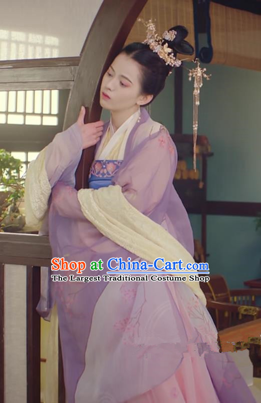 Chinese Ancient Princess Consort Garment Dress and Headdress Drama To Get Her Palace Lady Apparels Lin Zhengzheng Costumes