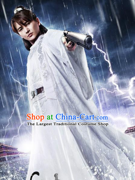 Chinese Ancient Physician White Hanfu Costumes and Hair Accessories Drama Legend of the Concubinage Swordsman Yang Qiuchi Apparels