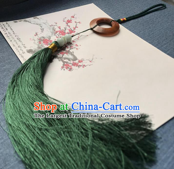 Chinese Ancient Hanfu Green Tassel Pendant Jade Brooch Jewelry Accessories Lappet