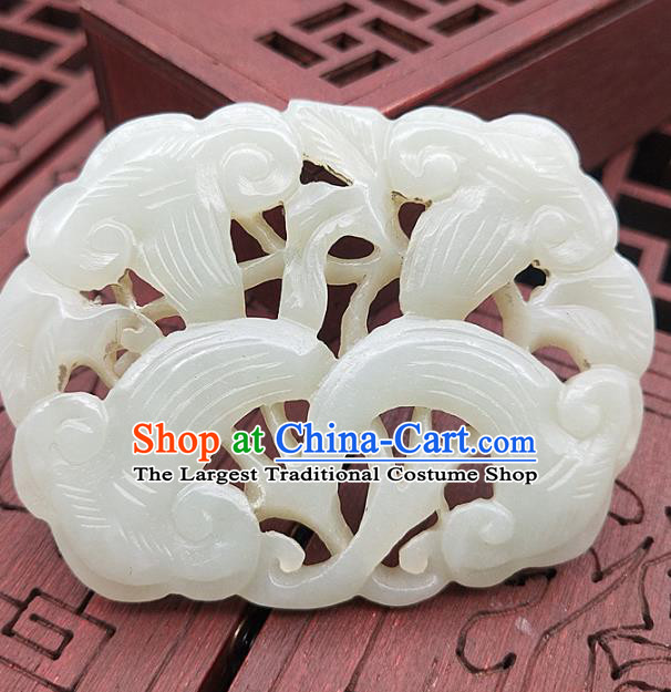 Chinese Handmade Jade Necklace Accessories Handgrip Craft Jade Jewelry White Jade Pendant