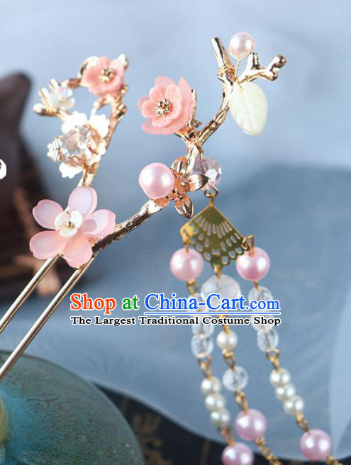 Chinese Ancient Hanfu Tassel Hair Clip Hanfu Hair Accessories Women Headwear Plum Blossom Hairpin