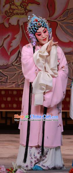 Traditional Chinese Peking Opera Hua Tan Pink Dress Apparel The Dream in Lady Chamber Garment Costumes and Headdress