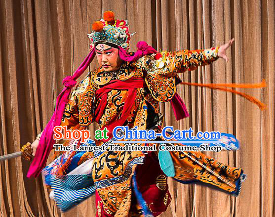 Chinese Peking Opera Takefu Costumes Garment Havoc In Heaven Wusheng Erlang God Apparels and Headwear