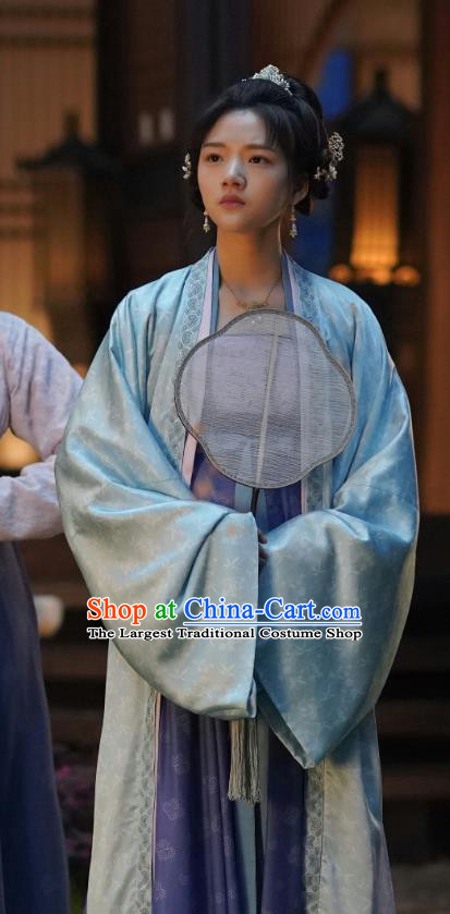 Ancient Chinese Song Dynasty Princess Costumes Historical Drama Serenade of Peaceful Joy Zhao Huirou Garment and Headpieces