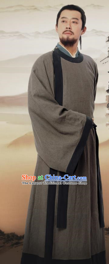 Ancient Chinese Song Dynasty Official Fan Zhongyan Costumes Historical Drama Serenade of Peaceful Joy Politician Hanfu Garment and Headwear