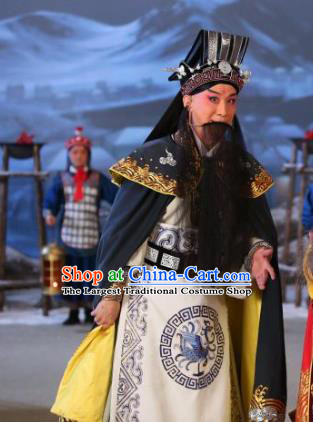 Chinese Historical Beijing Opera Old Scholar Costumes Cao Cao And Yang Xiu Apparels Elderly Male Garment and Hat