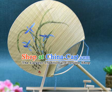 Handmade Chinese Ink Painting Orchids Bamboo Fans Traditional Classical Dance Palace Fan for Women