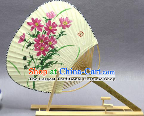 Handmade Chinese Printing Orchid Yellow Paper Fans Traditional Classical Dance Palace Fan for Women