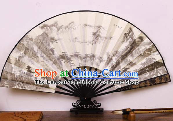 Handmade Chinese Printing Landscape Bamboo Silk Fan Traditional Classical Dance Accordion Fans Folding Fan