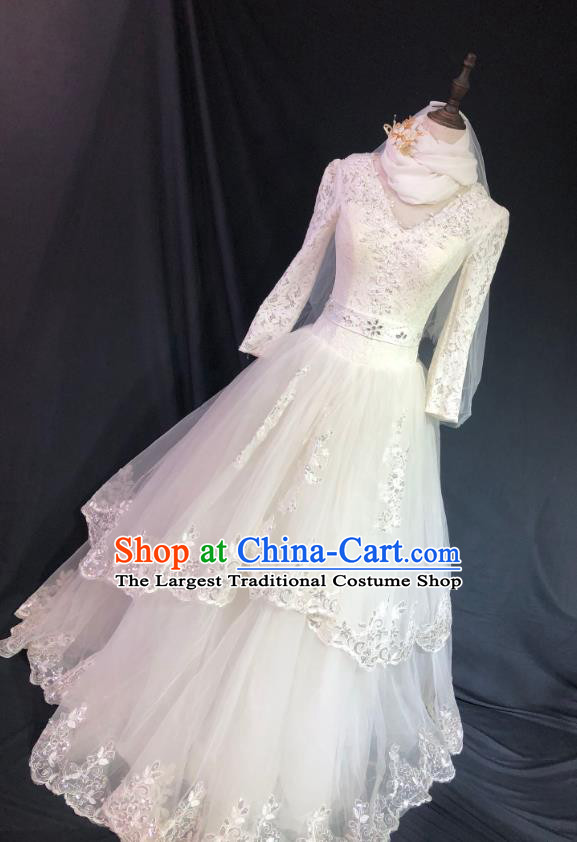 Top Grade Bride Embroidered Wedding Dress Bridal Full Dress Wedding Costume for Women
