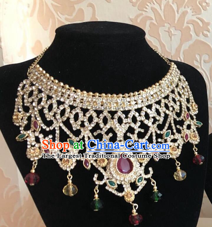 Indian Court Traditional Wedding Colorful Gems Necklace Asian India Bride Jewelry Accessories for Women