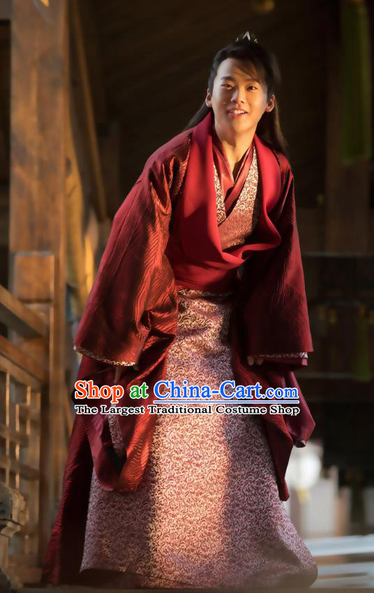Chinese Ancient Young Childe Fan Sizhe Drama Qing Yu Nian Joy of Life Replica Costume and Headpiece Complete Set