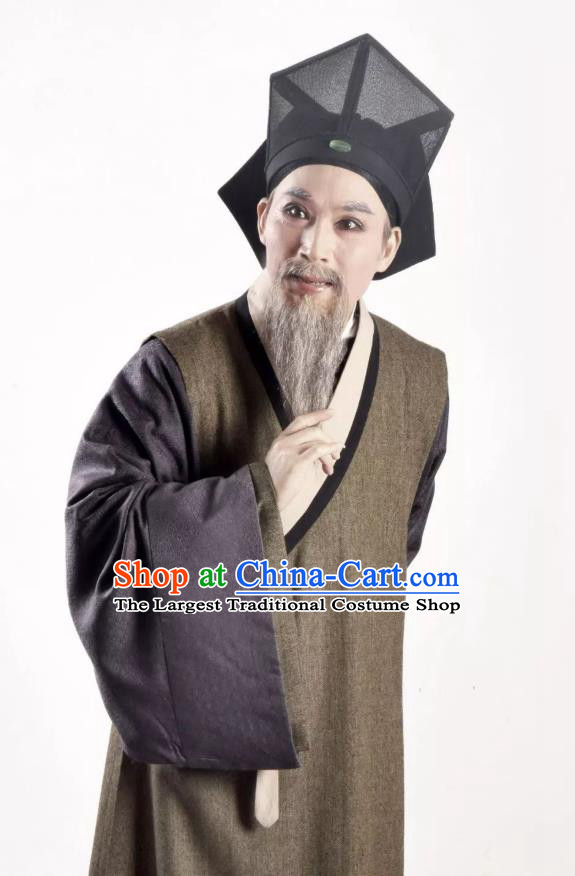 A Song of The Travelling Son Chinese Yue Opera Elderly Male Apparels Costumes and Headwear Shaoxing Opera Ministry Councillor Garment