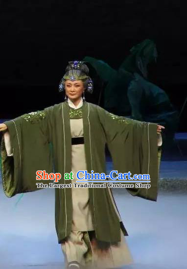 Chinese Shaoxing Opera Laodan Old Dame Dress and Headdress The Magnificent Mayor Yue Opera Elderly Female Apparels Garment Costumes