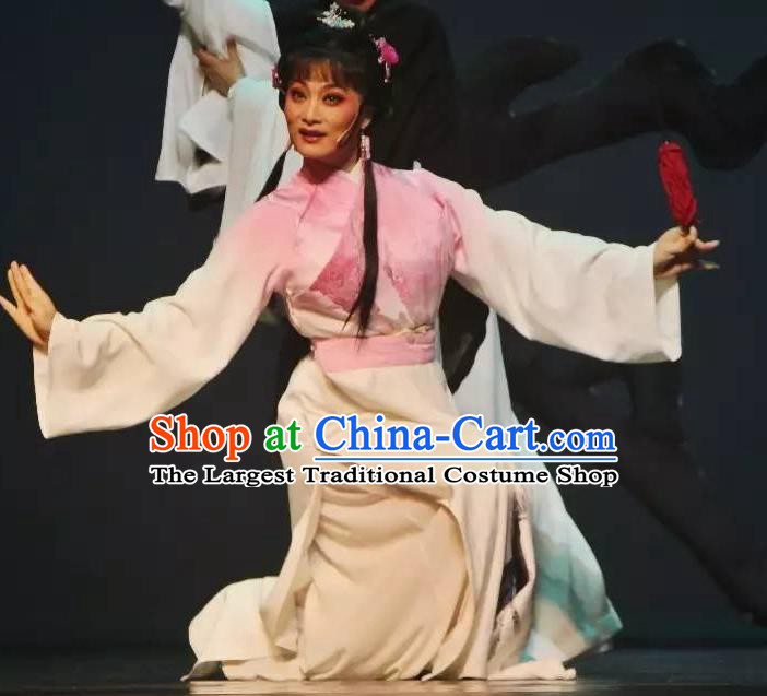 Chinese Shaoxing Opera Hua Tan Dress Garment Costumes and Headpieces Qing Teng Kuang Ge Yue Opera Actress Young Lady Apparels