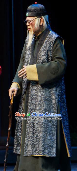 Chinese Yue Opera Elderly Male Garment Costumes and Headwear Jiujin Girl Shaoxing Opera Laosheng Apparels