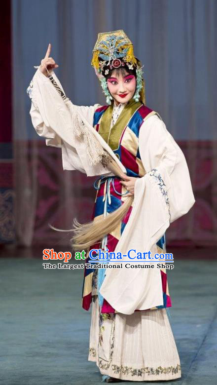 The Autumn River Chinese Beijing Opera Hua Tan Costumes Peking Opera Garment Taoist Nun Female Apparels and Headdress