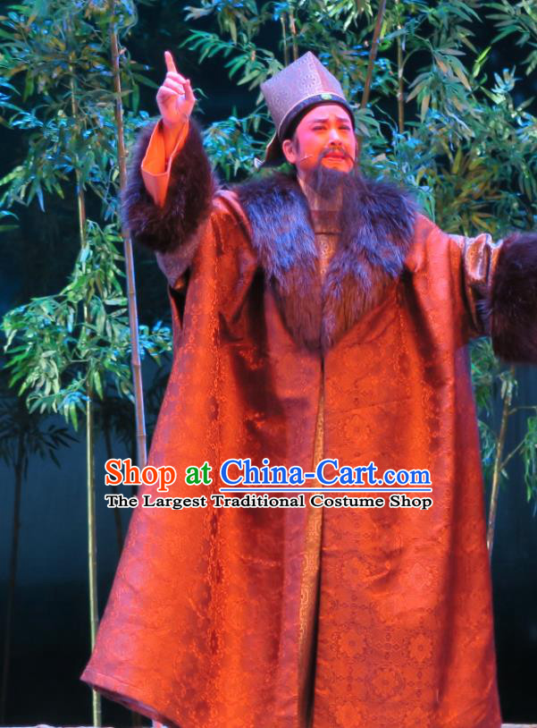 Chinese Yue Opera Landlord Physician Apparels Costumes and Headwear Ren Heart Medicine Shaoxing Opera Laosheng Elderly Male Garment