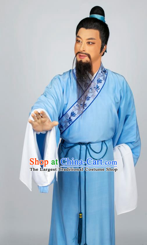Hua Zhong Jun Zi Chinese Yue Opera Laosheng Apparels and Headwear Shaoxing Opera Elderly Male Scholar Garment Costumes
