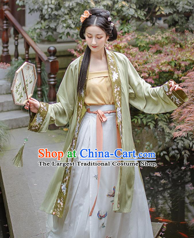 Chinese Song Dynasty Noble Female Embroidered Historical Costumes Traditional Hanfu Dress Ancient Young Lady Garment