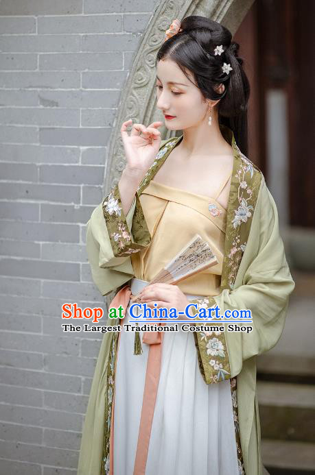 Chinese Song Dynasty Noble Female Embroidered Historical Costumes Traditional Hanfu Dress Ancient Young Lady Garment