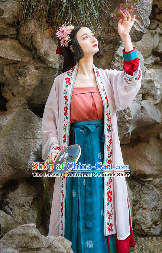 Chinese Traditional Hanfu Dress Song Dynasty Historical Costumes Ancient Noble Lady Embroidered Garment Apparels