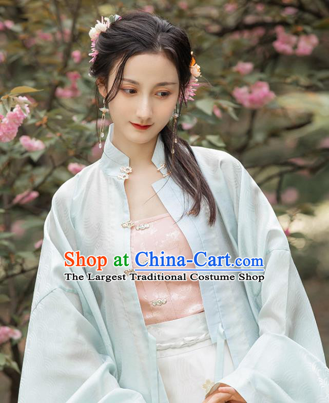 Chinese Traditional Ming Dynasty Noble Lady Pink Brocade Waistcoat Ancient Palace Princess Garment Corset Vest Historical Costumes