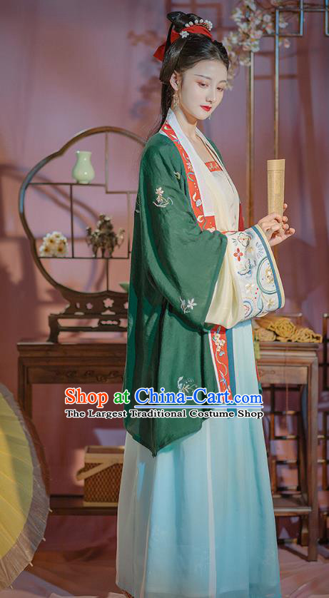 Chinese Traditional Song Dynasty Noble Female Historical Costumes Ancient Patrician Lady Hanfu Dress Garment