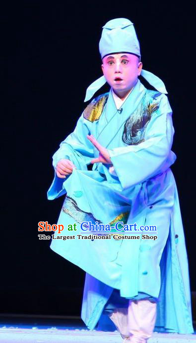 Chinese Kun Opera Young Male Garment Apparels Clothing and Headwear Wu Shi Ji Kunqu Opera Xiaosheng Robe Costumes