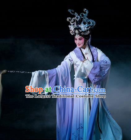 Chinese Kun Opera Young Female Dress Apparels and Headdress Dream of Red Mansions Kunqu Opera Taoist Nun Miao Yu Garment Costumes