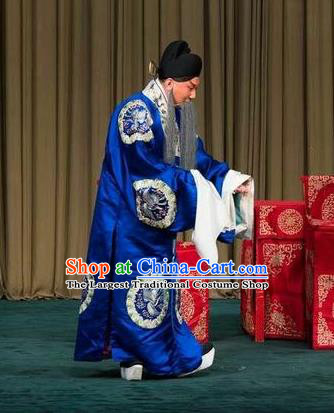 the Legend of Washing the Silk Gauze Chinese Kun Opera Laosheng Garment Costumes and Headwear Kunqu Opera Elderly Male Wu Zixu Apparels Clothing