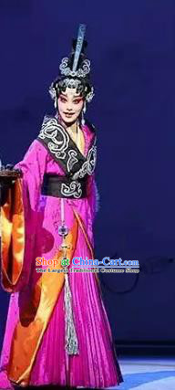 Chinese Kun Opera Actress Queen Nan Apparels Costumes and Hair Accessories Confucius Kunqu Opera Hua Tan Dress Garment