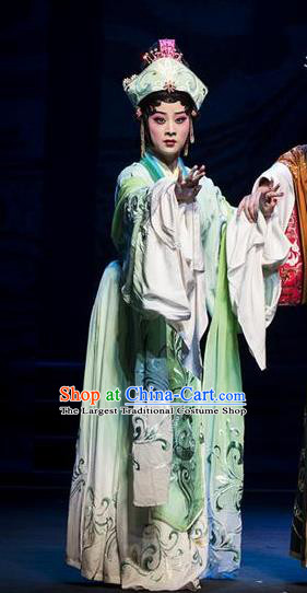 Chinese Kun Opera Actress Zhen Mi Apparels Costumes and Headdress Chuan Shang Yin Kunqu Opera Hua Tan Dress Young Female Garment